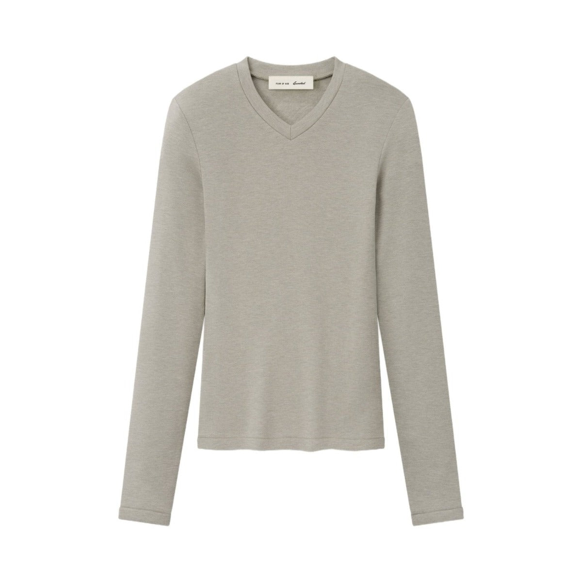 Fear of God Essentials Women's Longsleeve V-Neck Pyrite Heather - Im Your Wardrobe