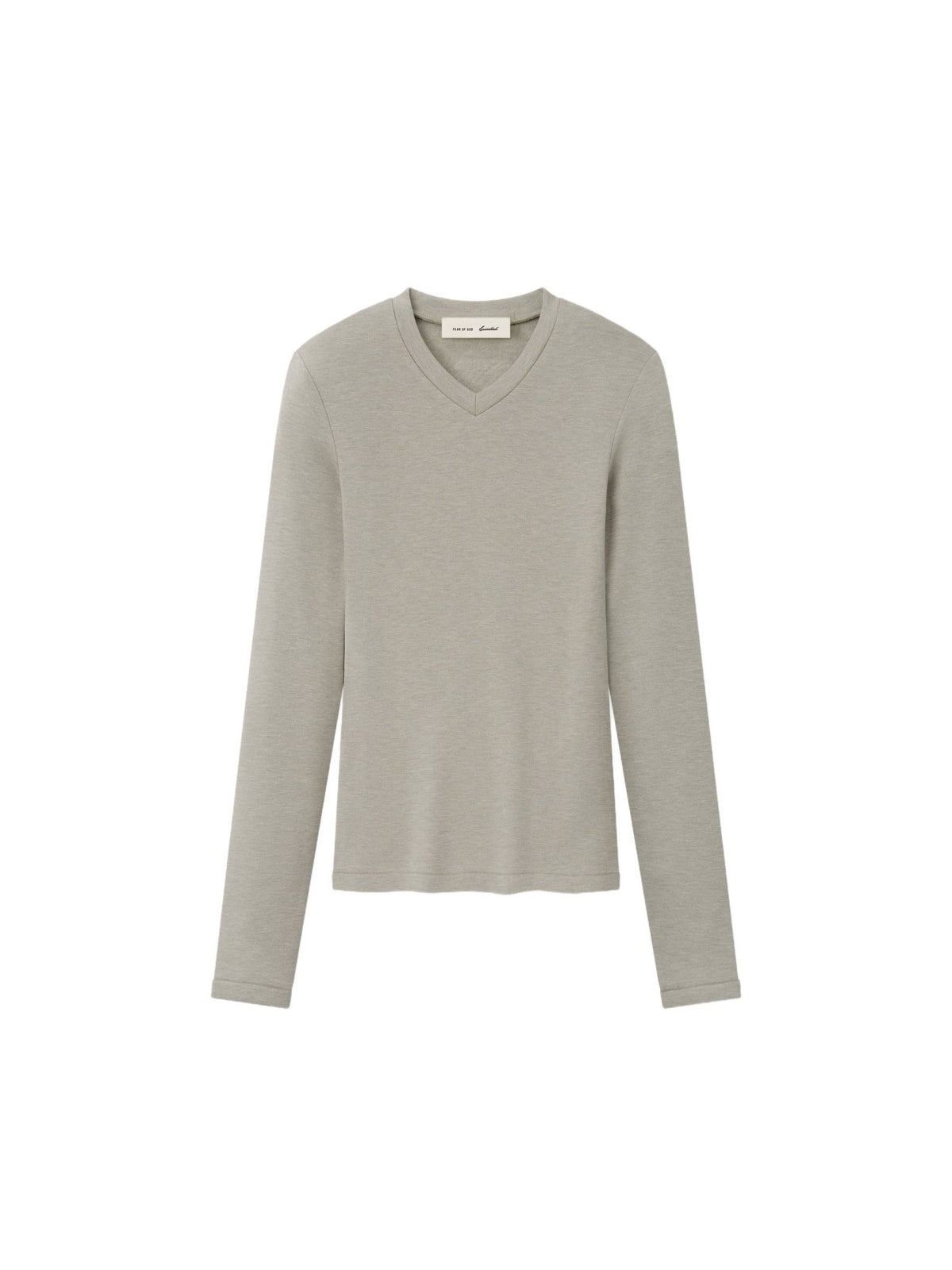 Fear of God Essentials Women's Longsleeve V-Neck Pyrite Heather - Im Your Wardrobe