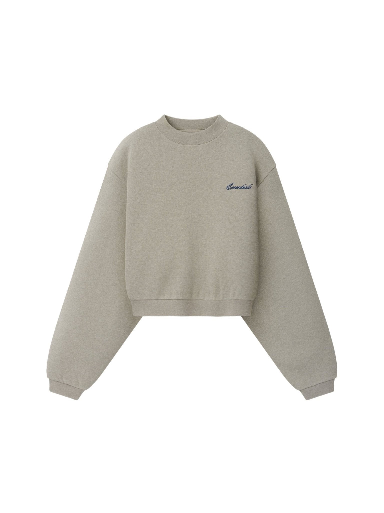 Fear of God Essentials Women's Modern Cropped Crewneck Sweatshirt Pyrite Heather - Im Your Wardrobe