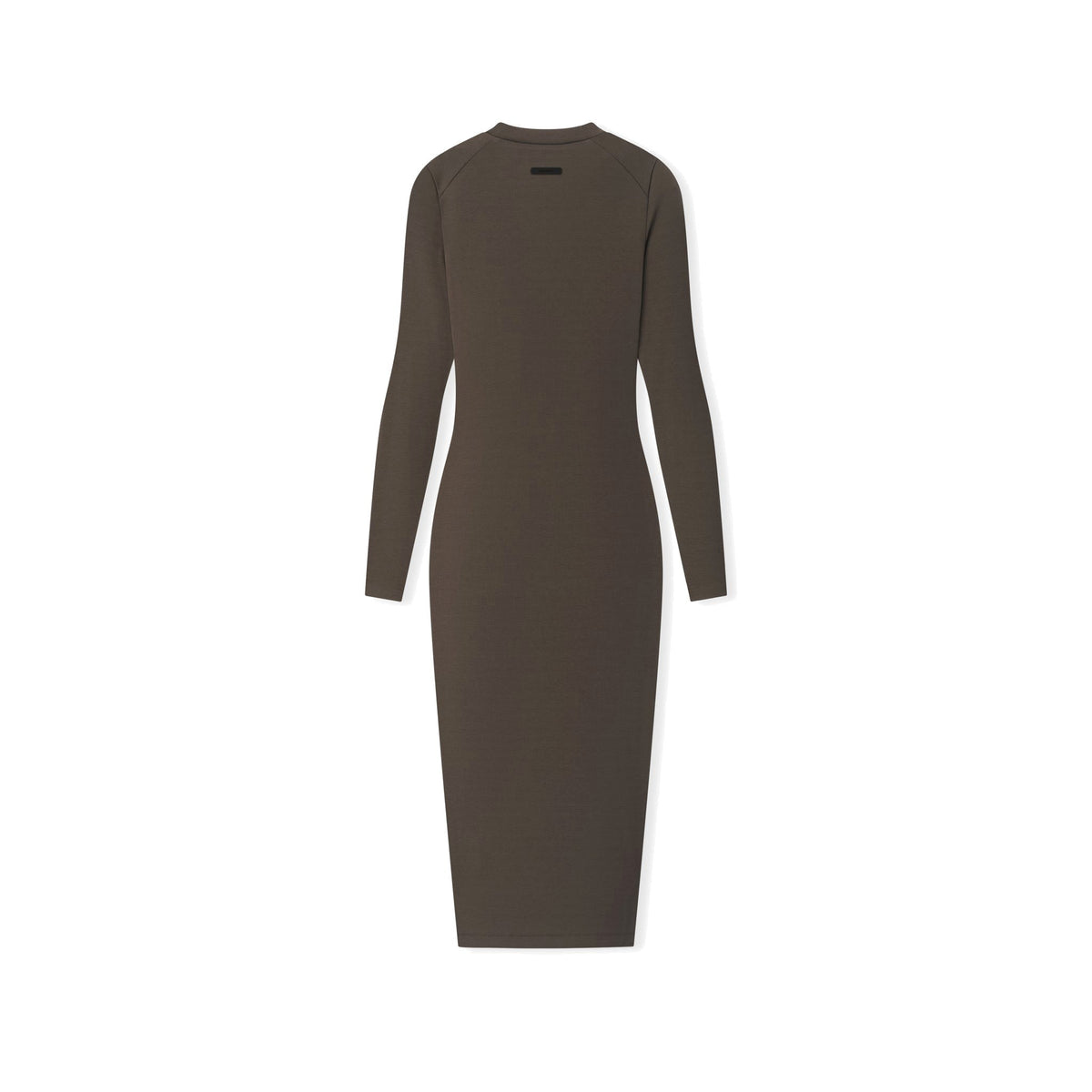Fear of God Essentials Women's Rib Knit Fitted Long Sleeve Dress Brown - Im Your Wardrobe