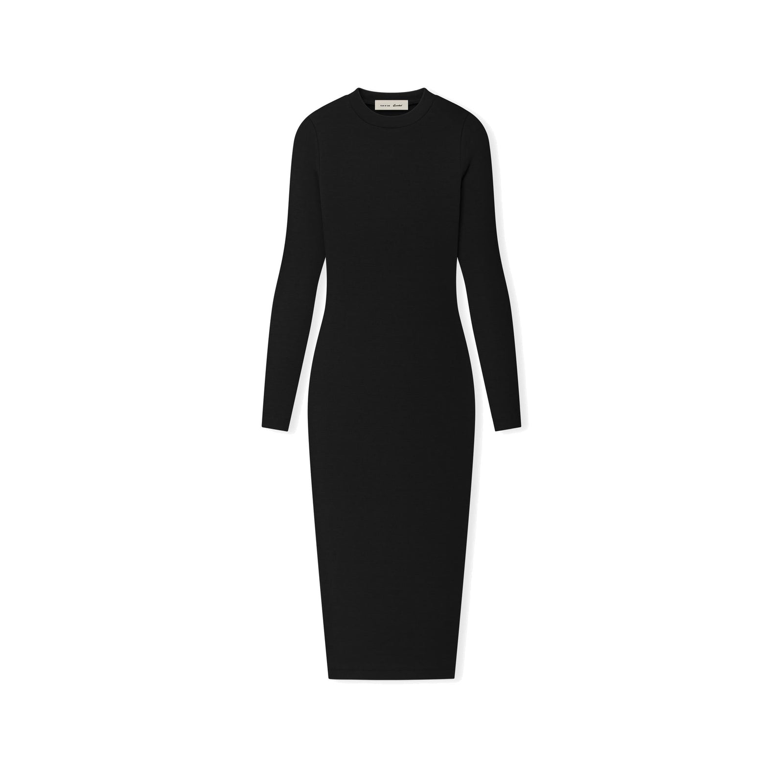 Fear of God Essentials Women's Rib Knit Fitted Long Sleeve Dress Vintage Black - Im Your Wardrobe