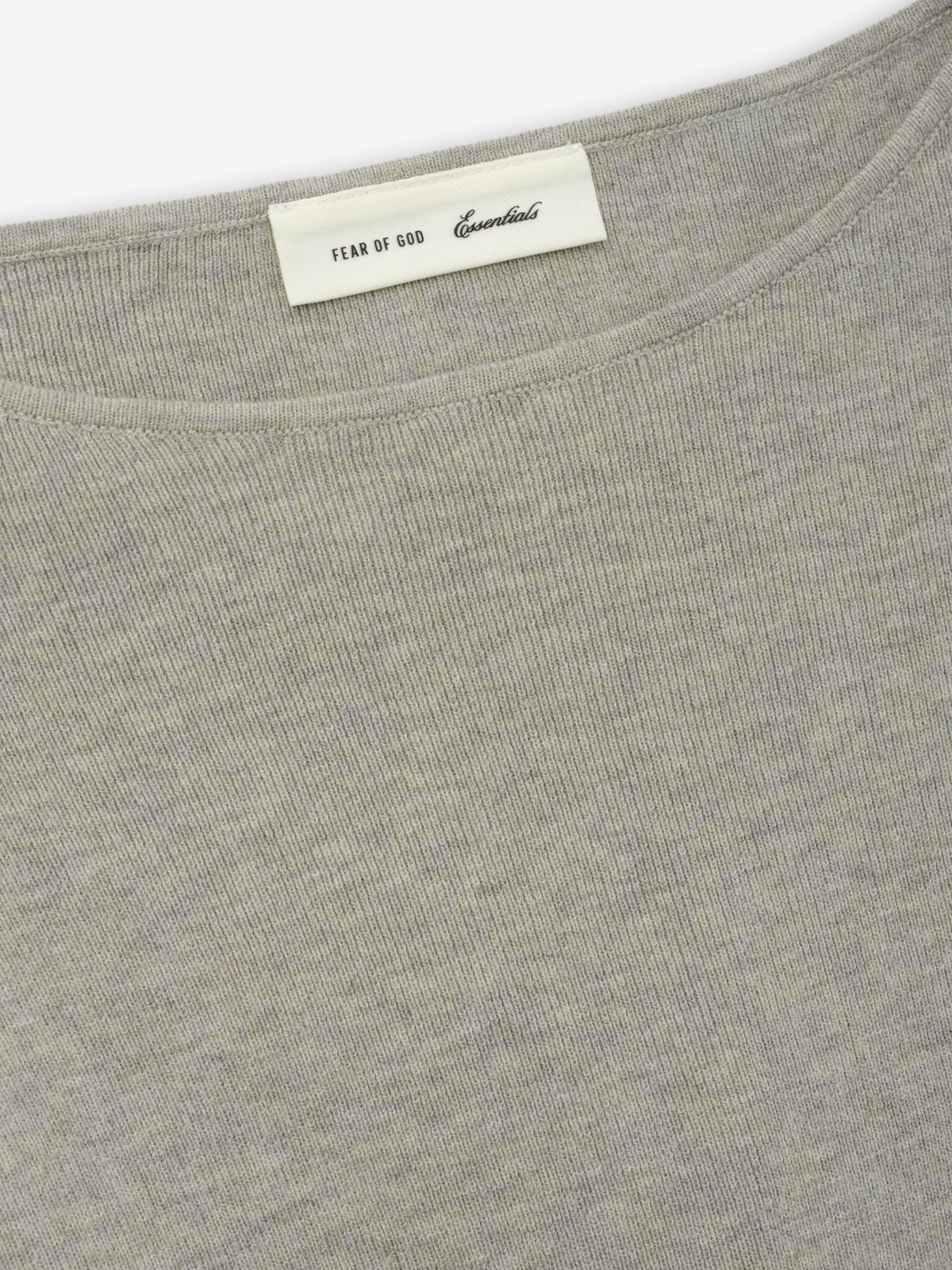 Fear of God Essentials Women's Rib Knit Modern Cropped Boatneck Pyrite Heather - Im Your Wardrobe