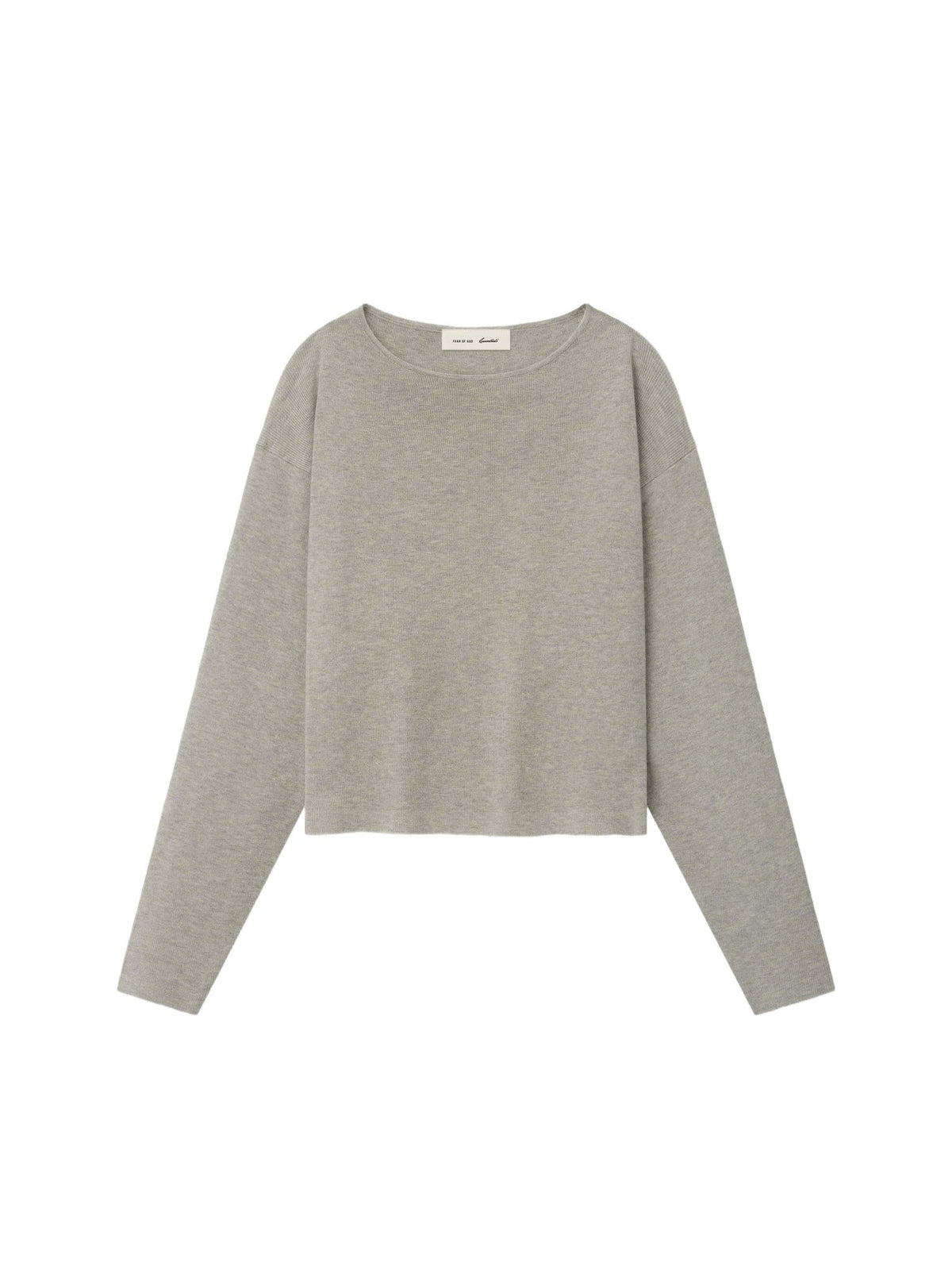 Fear of God Essentials Women's Rib Knit Modern Cropped Boatneck Pyrite Heather - Im Your Wardrobe