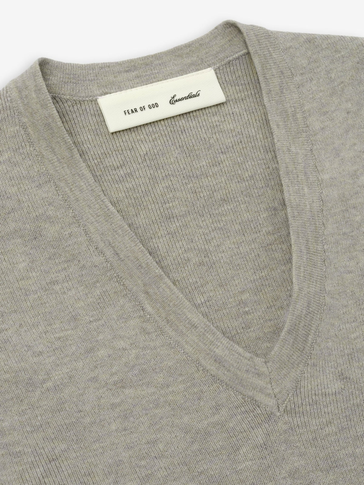 Fear of God Essentials Women's Rib Knit V-Neck Cropped Tank Pyrite Heather - Im Your Wardrobe