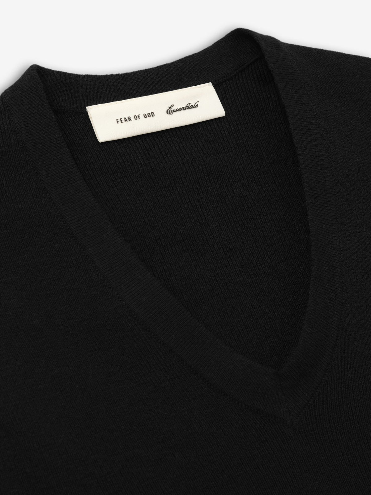 Fear of God Essentials Women's Rib Knit V-Neck Cropped Tank Vintage Black - Im Your Wardrobe