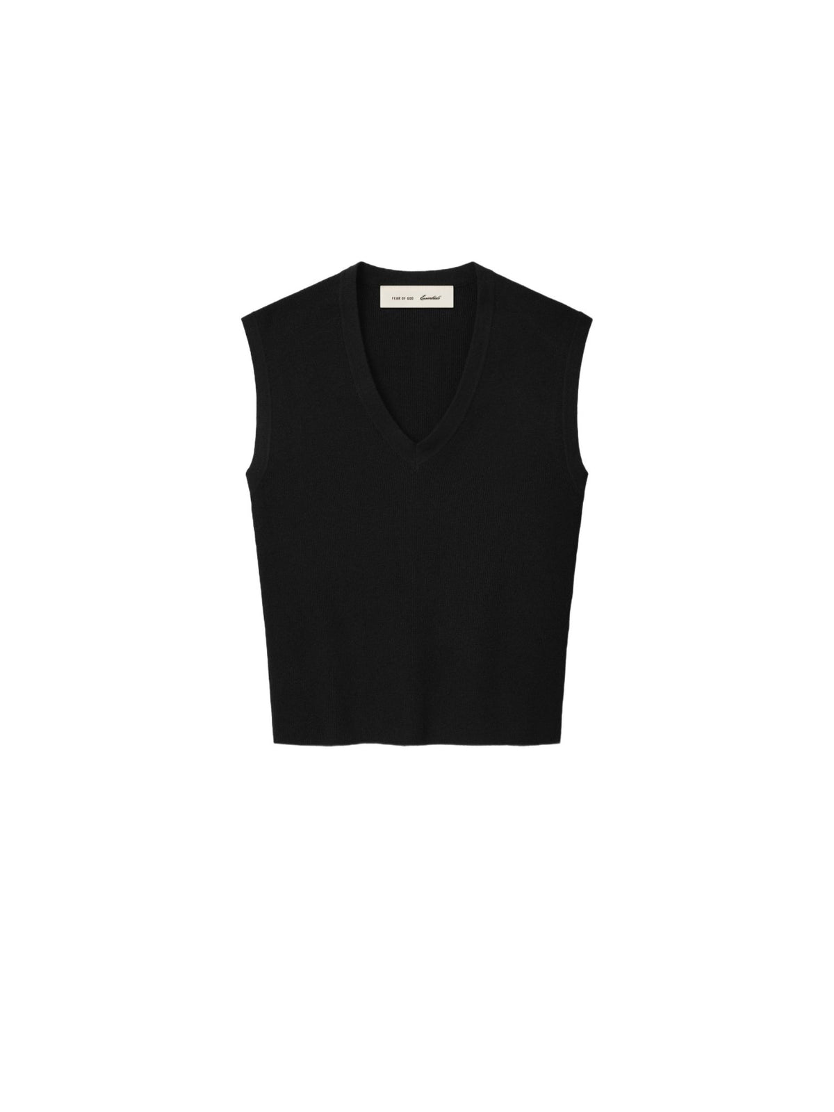 Fear of God Essentials Women's Rib Knit V-Neck Cropped Tank Vintage Black - Im Your Wardrobe