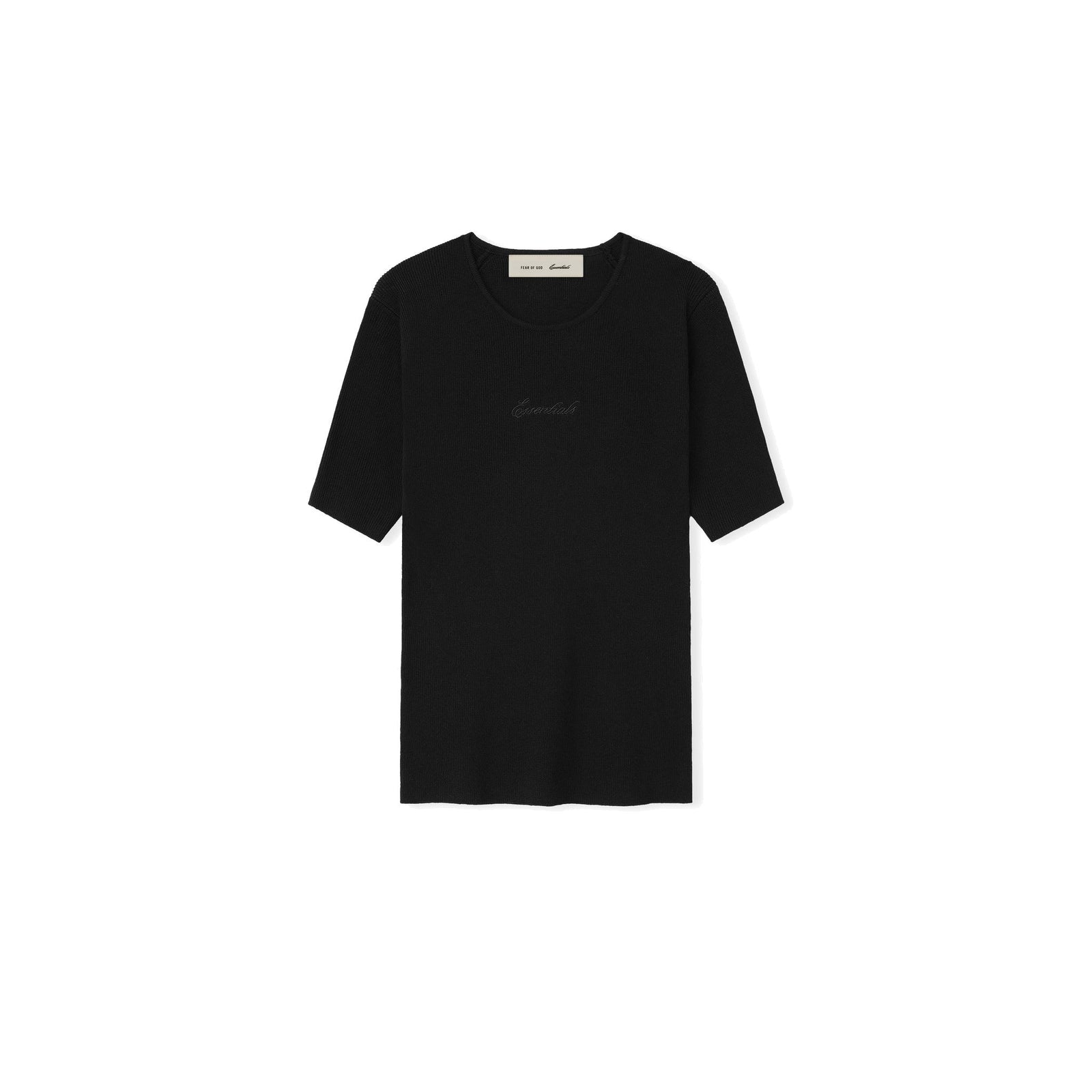 Fear of God Essentials Women's Signature Rib Knit Fitted Short Sleeve Tee Vintage Black - Im Your Wardrobe