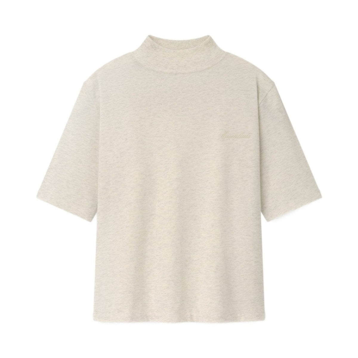 Fear of God Essentials Women's Slim Mock Neck Tee Marble Heather - Im Your Wardrobe