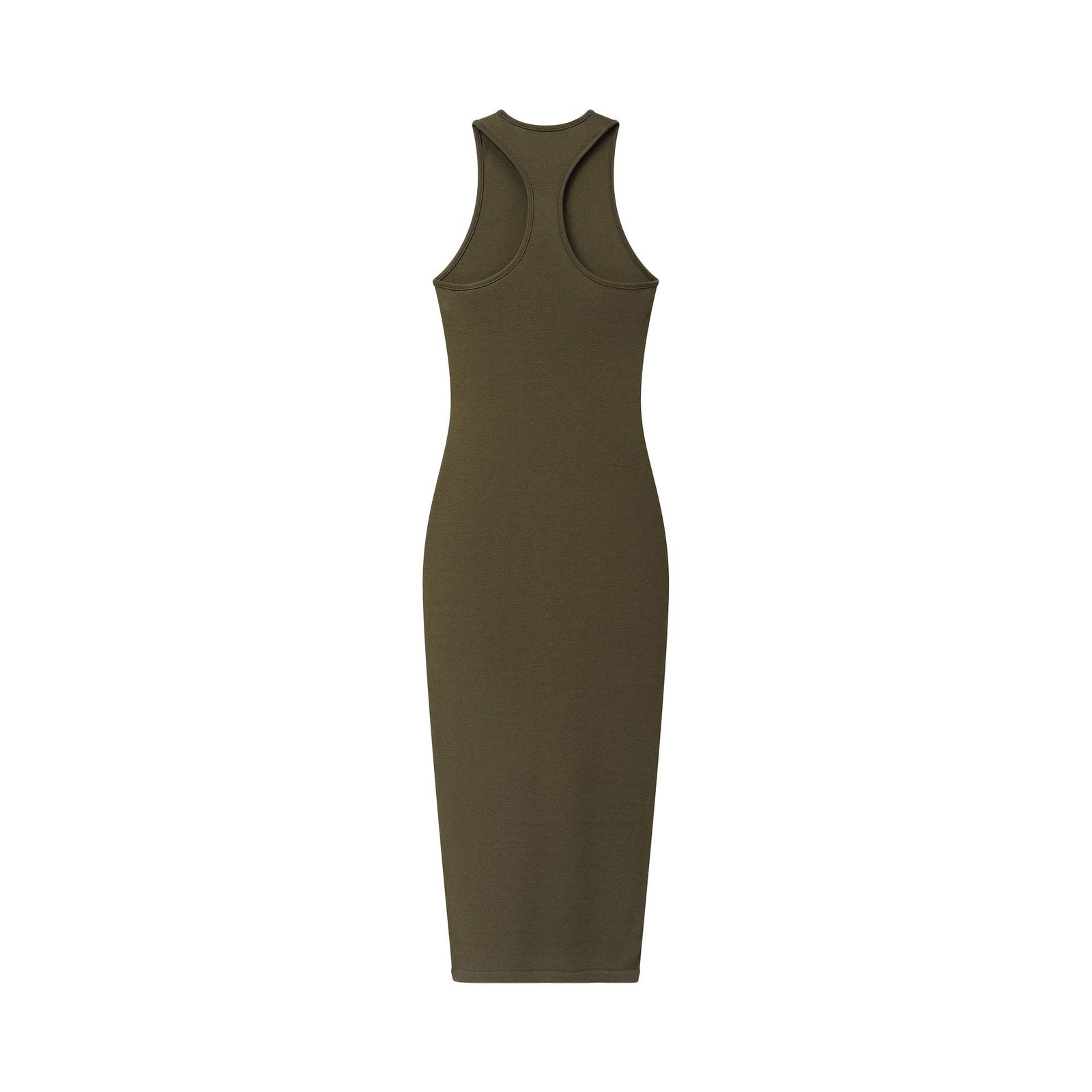 Fear of God Essentials Women's Soft Rib Racerback Dress Moss (SS26) - Im Your Wardrobe