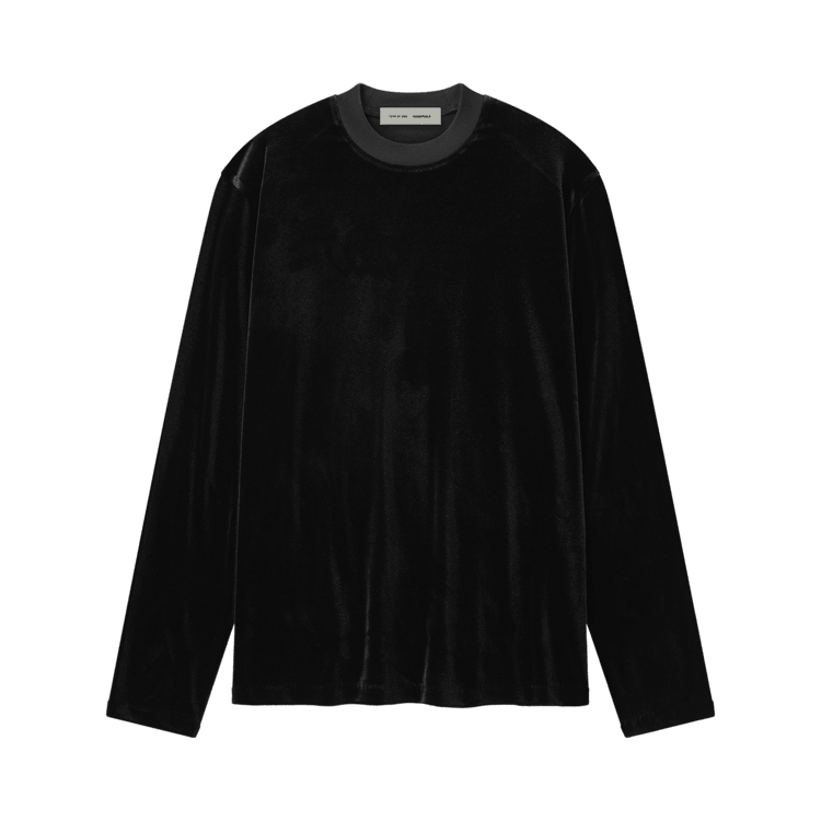 Fear of God Essentials Women's Velour Classic Long Sleeve Tee Vintage Black (FW25) - Im Your Wardrobe