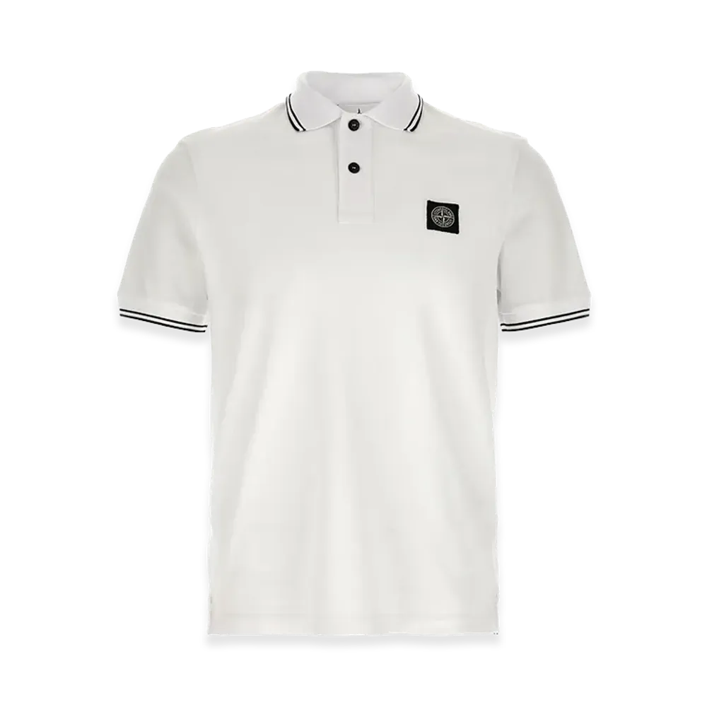 Stone Island Tipped Patch Logo Polo Shirt White