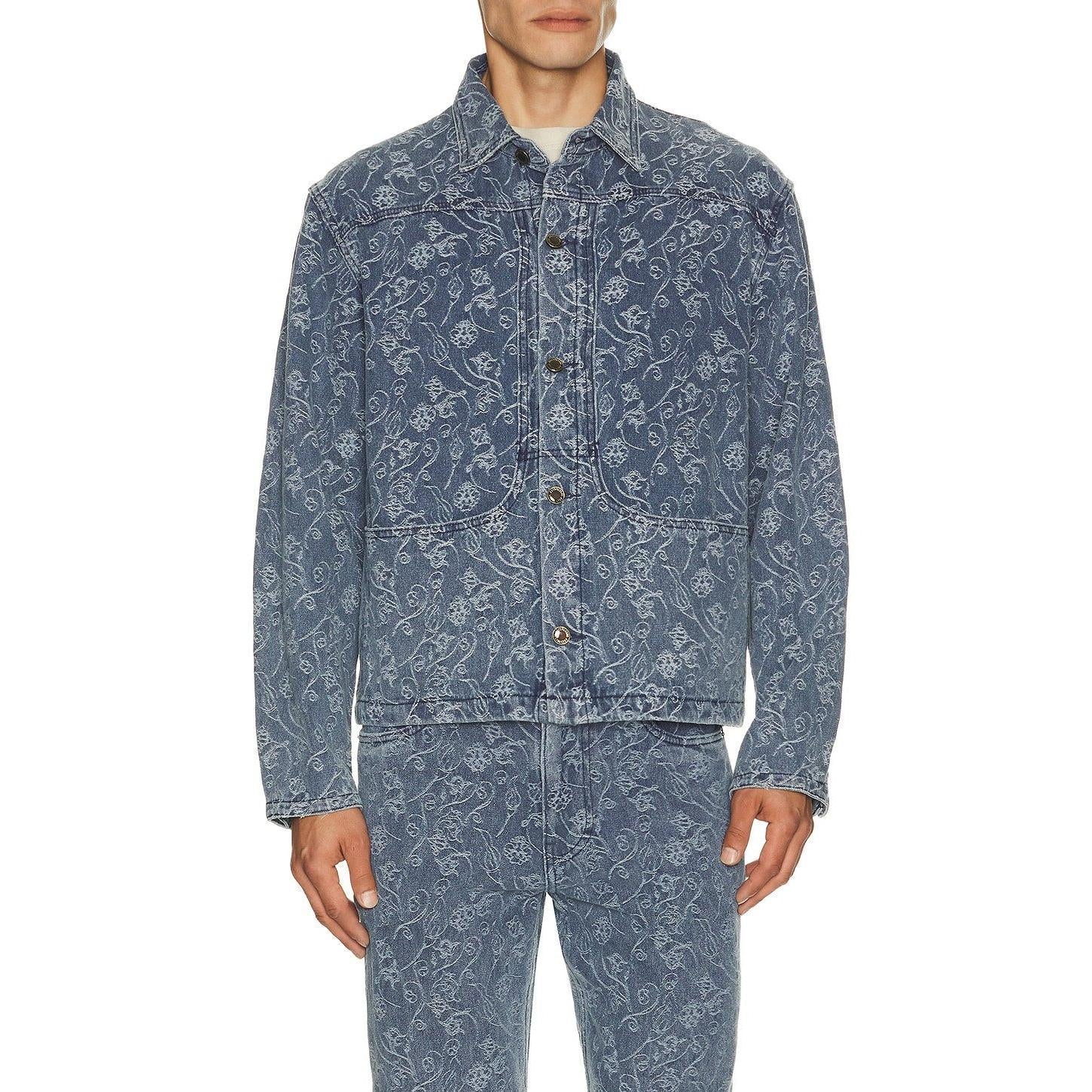 Honor The Gift Floral Utility Jacket Light Indigo - Im Your Wardrobe