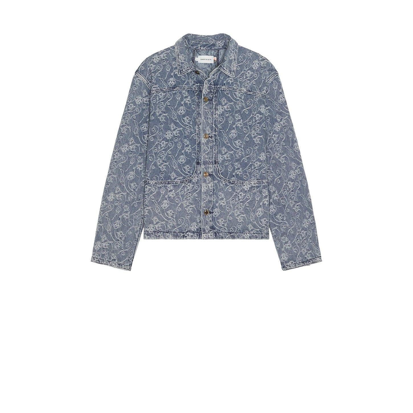 Honor The Gift Floral Utility Jacket Light Indigo - Im Your Wardrobe
