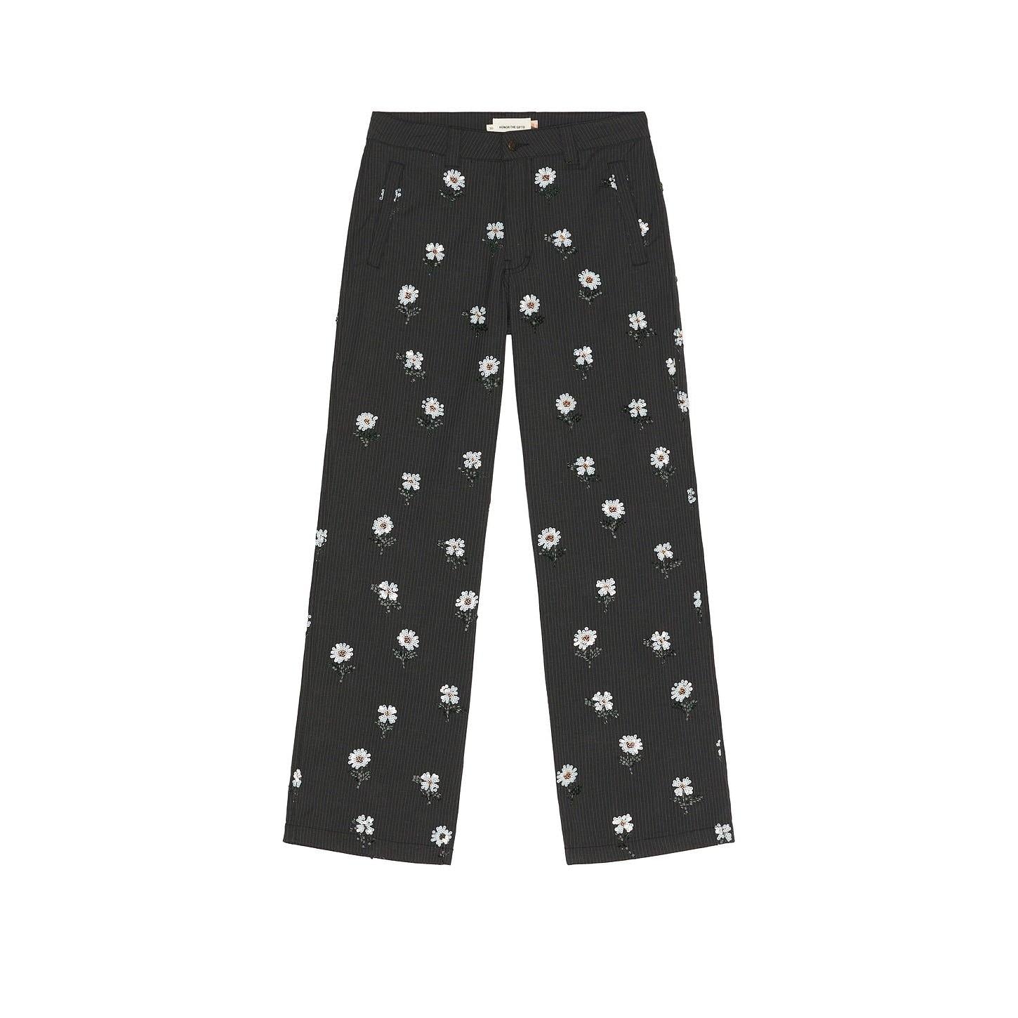 Honor The Gift Flowers Beaded Pant Black - Im Your Wardrobe
