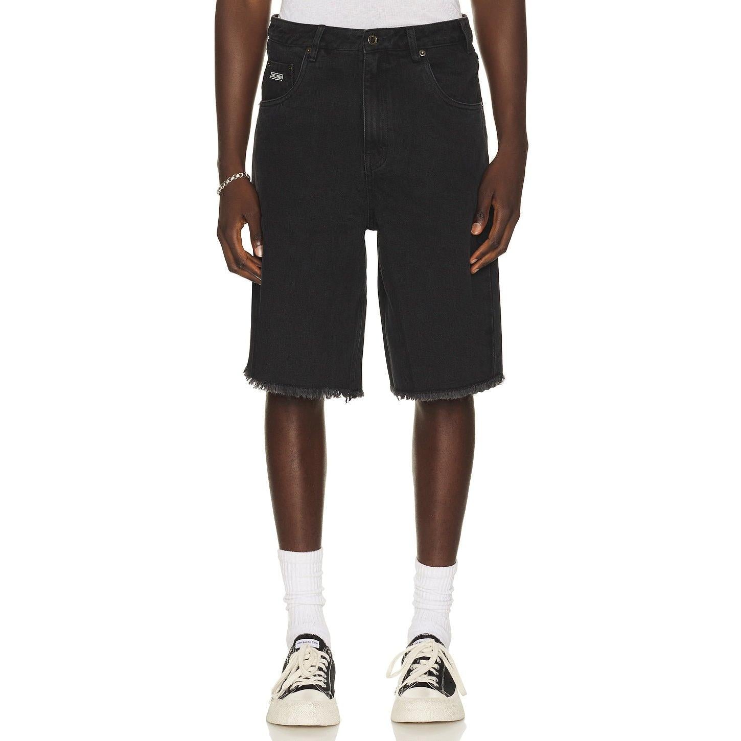 Honor The Gift Frayed Edge 11" Denim Bermudas Black - Im Your Wardrobe