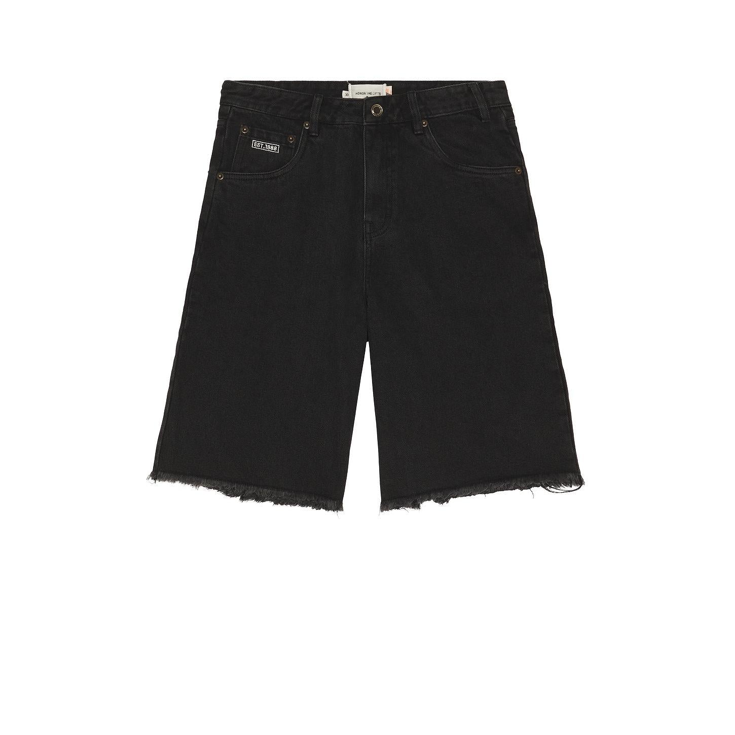 Honor The Gift Frayed Edge 11" Denim Bermudas Black - Im Your Wardrobe