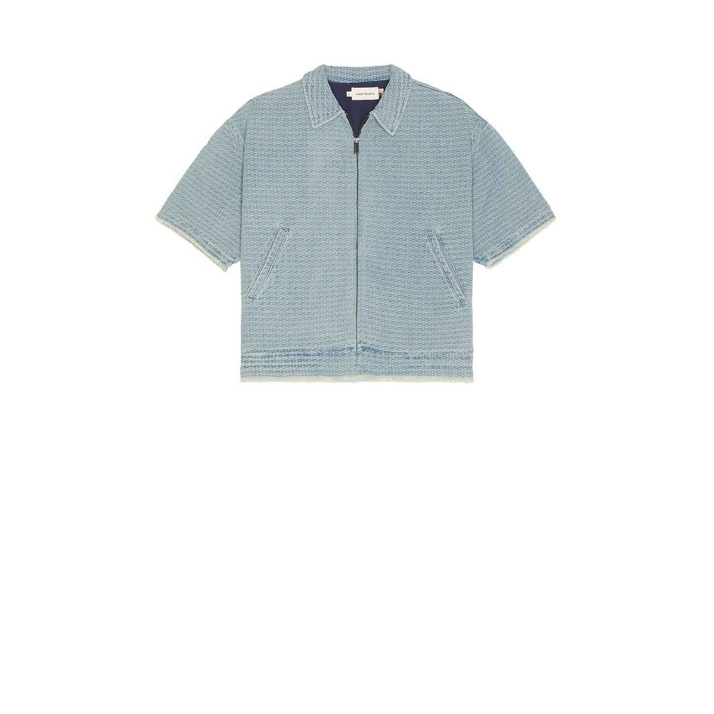 Honor The Gift Vintage Indigo Zip Front Short Sleeve Light Indigo - Im Your Wardrobe