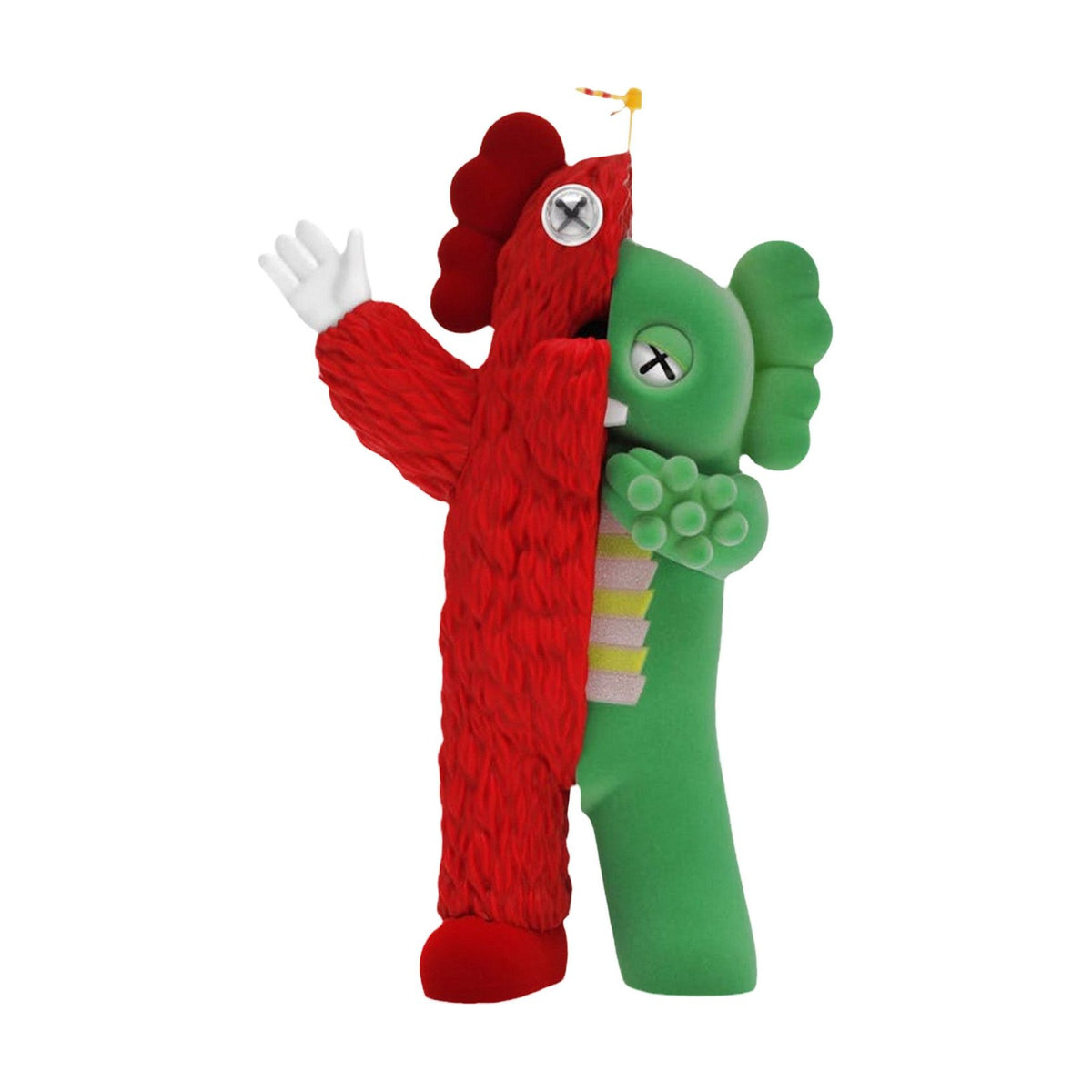KAWS x Gachapin & Mukku Kachamukku Figure Red Green front