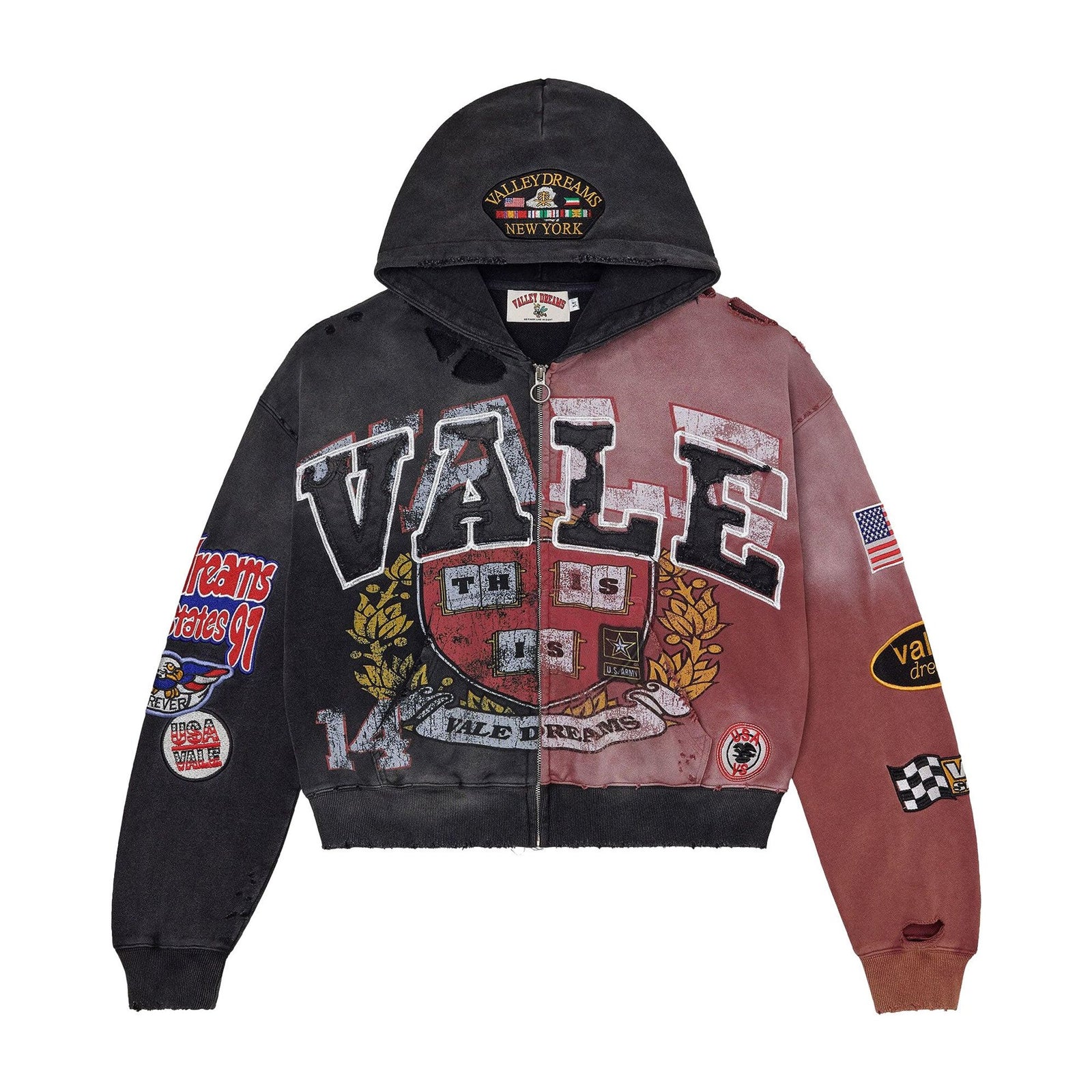 Vale Forever Two Face Zip Up Hoodie Red/Black front
