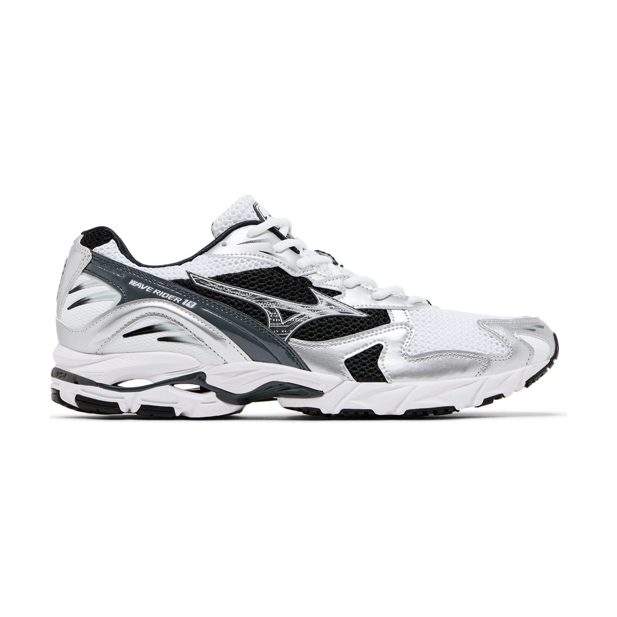 Mizuno Wave Rider 10 White Black Silver front