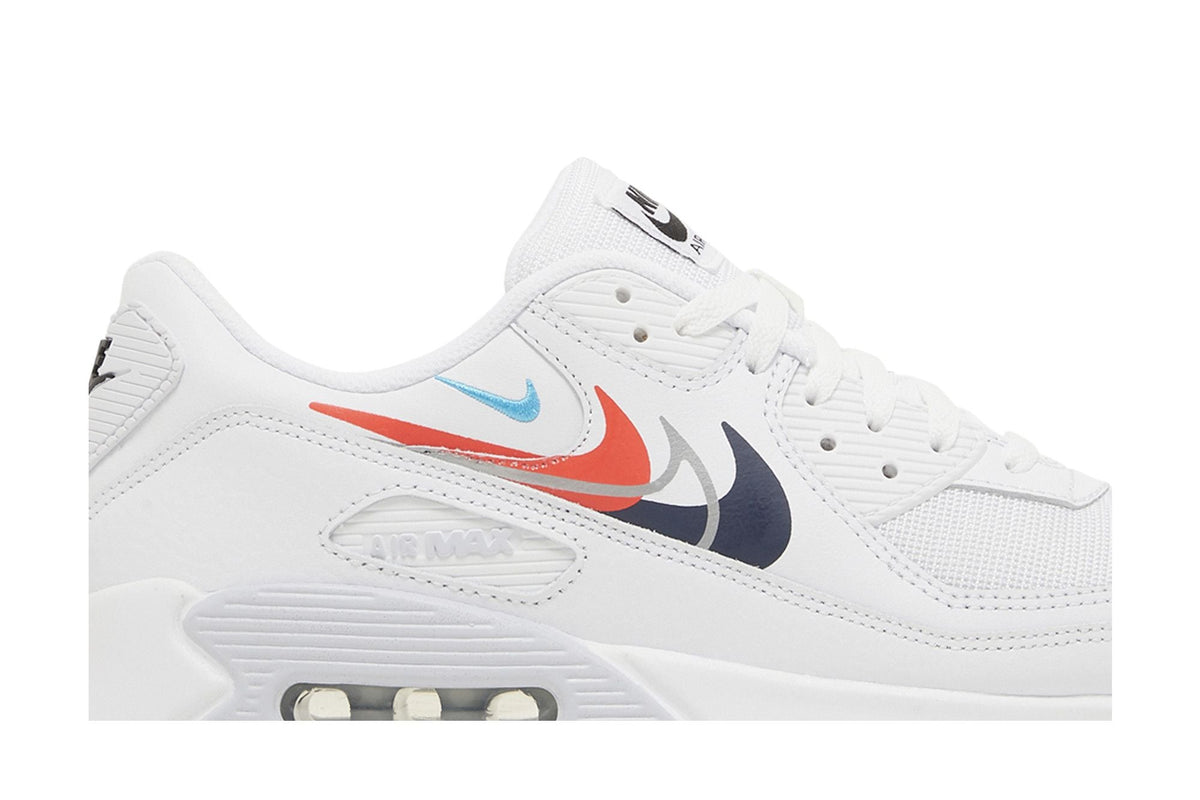 Nike Air Max 90 Multi Swoosh - White Bright Crimson - Im Your Wardrobe