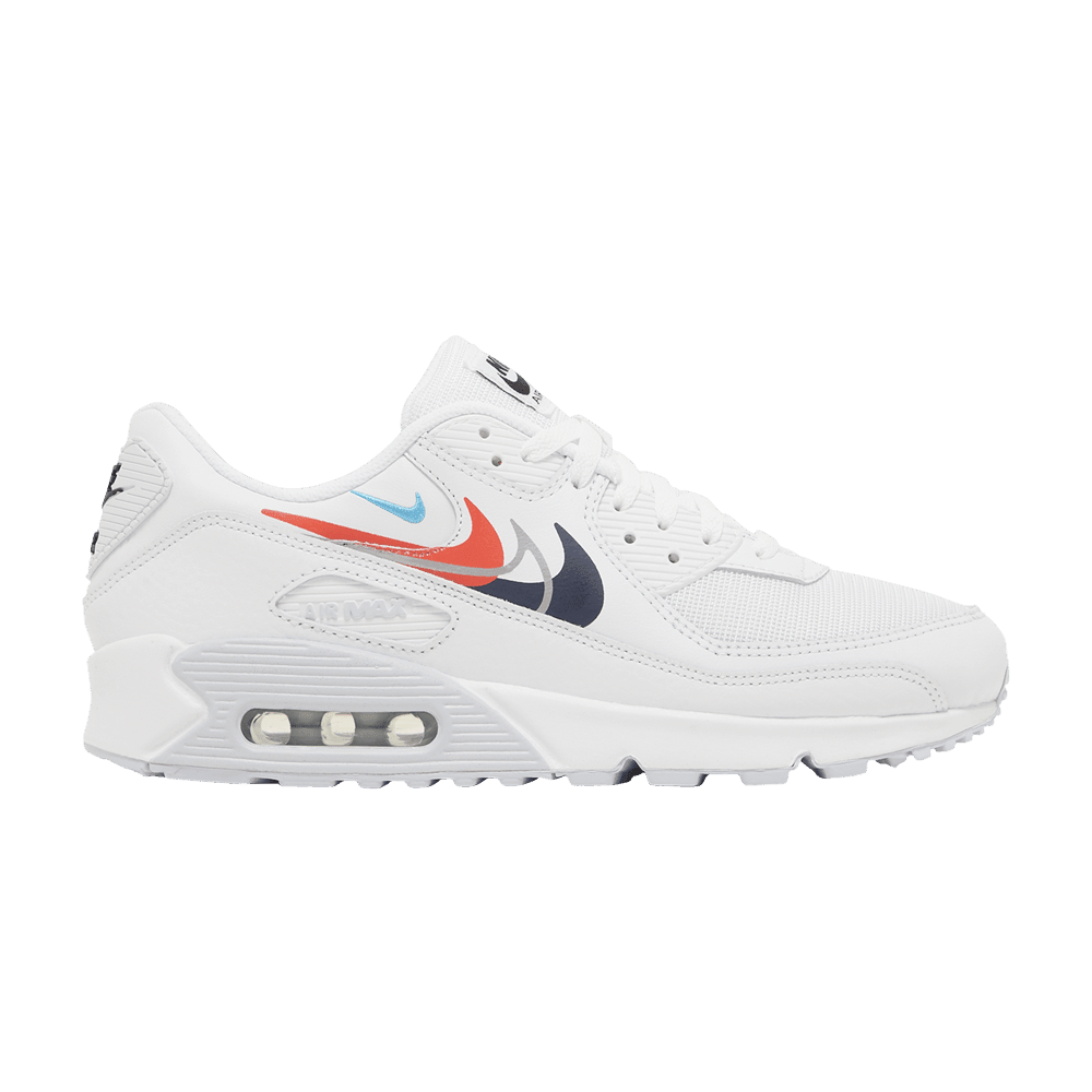 Nike Air Max 90 Multi Swoosh - White Bright Crimson - Im Your Wardrobe