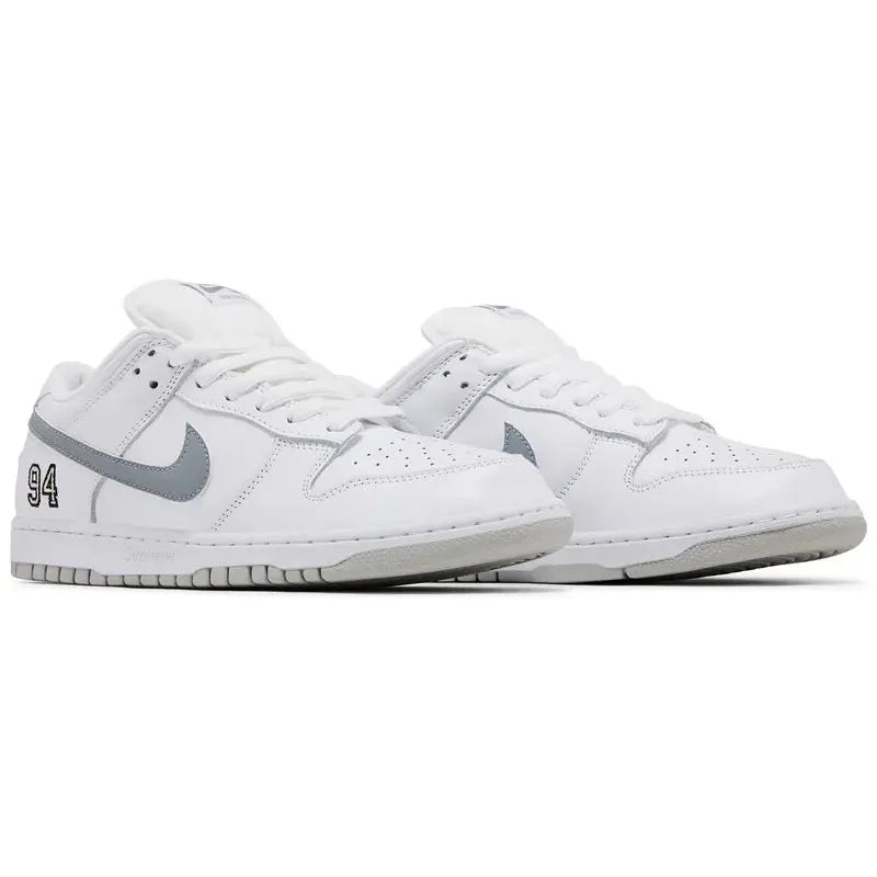 Nike SB Dunk Low Supreme 94 White Metallic Silver - Im Your Wardrobe