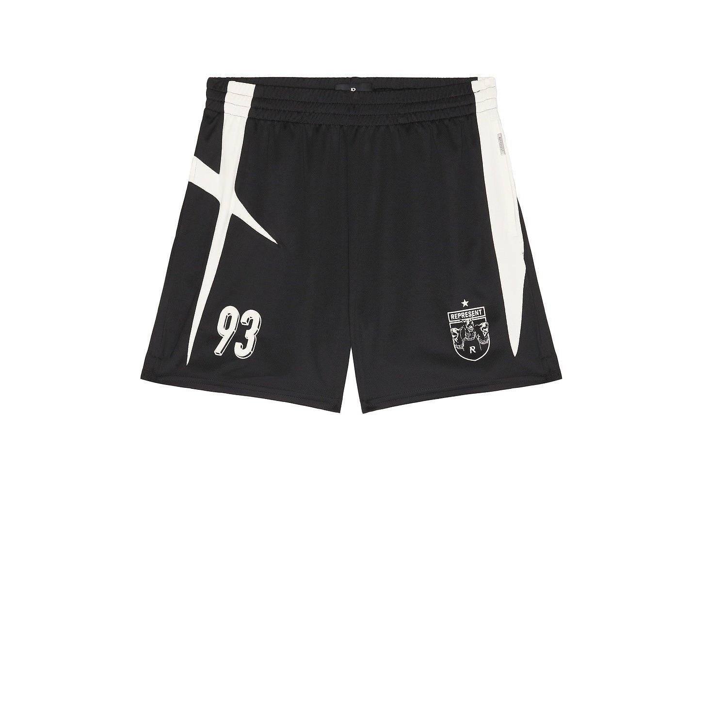 Represent Star Football Panelled Shorts Jet Black - Im Your Wardrobe