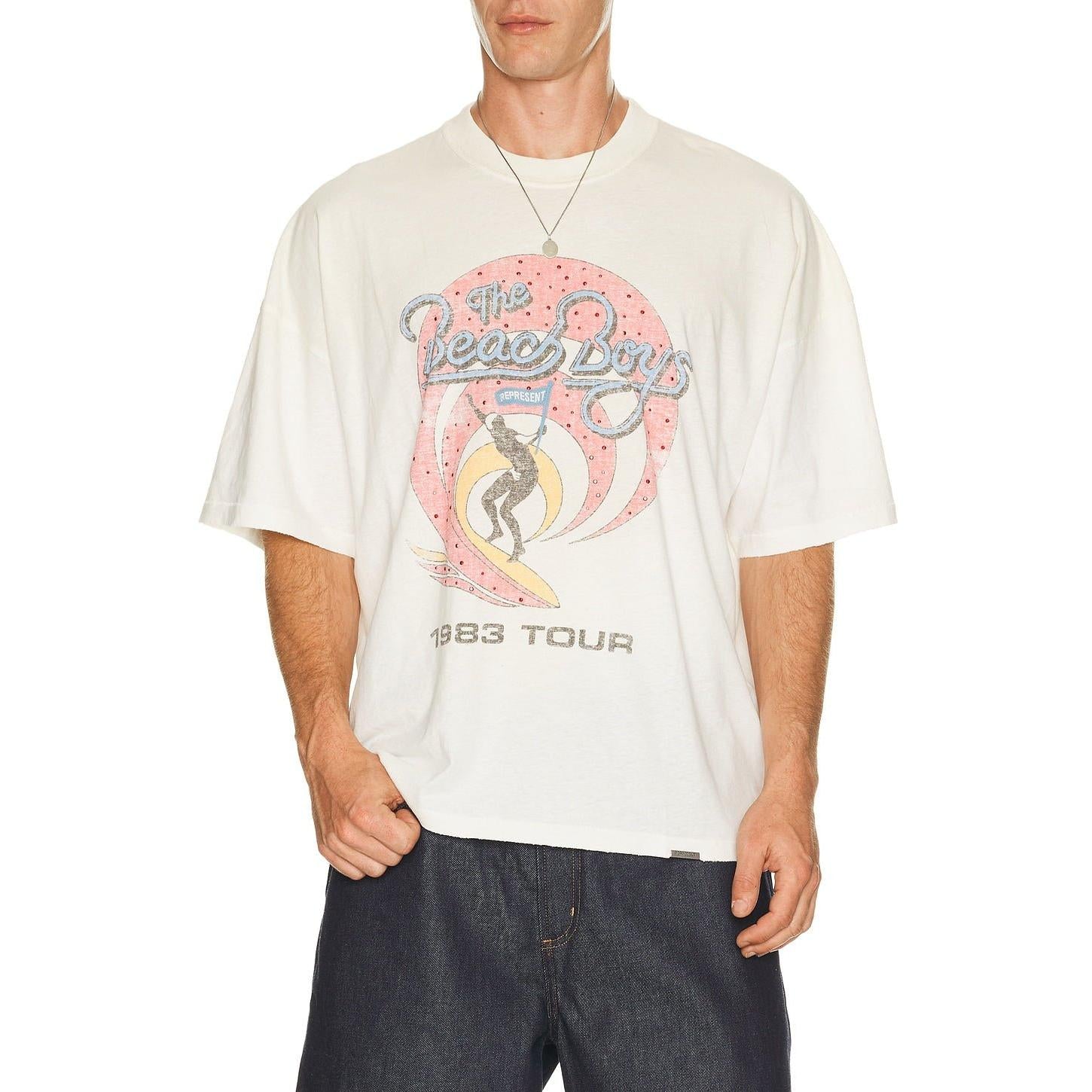 Represent x Beach Boys Tour Tee Shirt Washed Ecru - Im Your Wardrobe