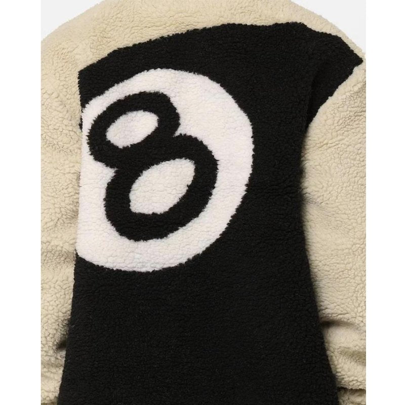 Stussy 8 Ball Reversible Fleece Jacket (Cream/Black) - Im Your Wardrobe