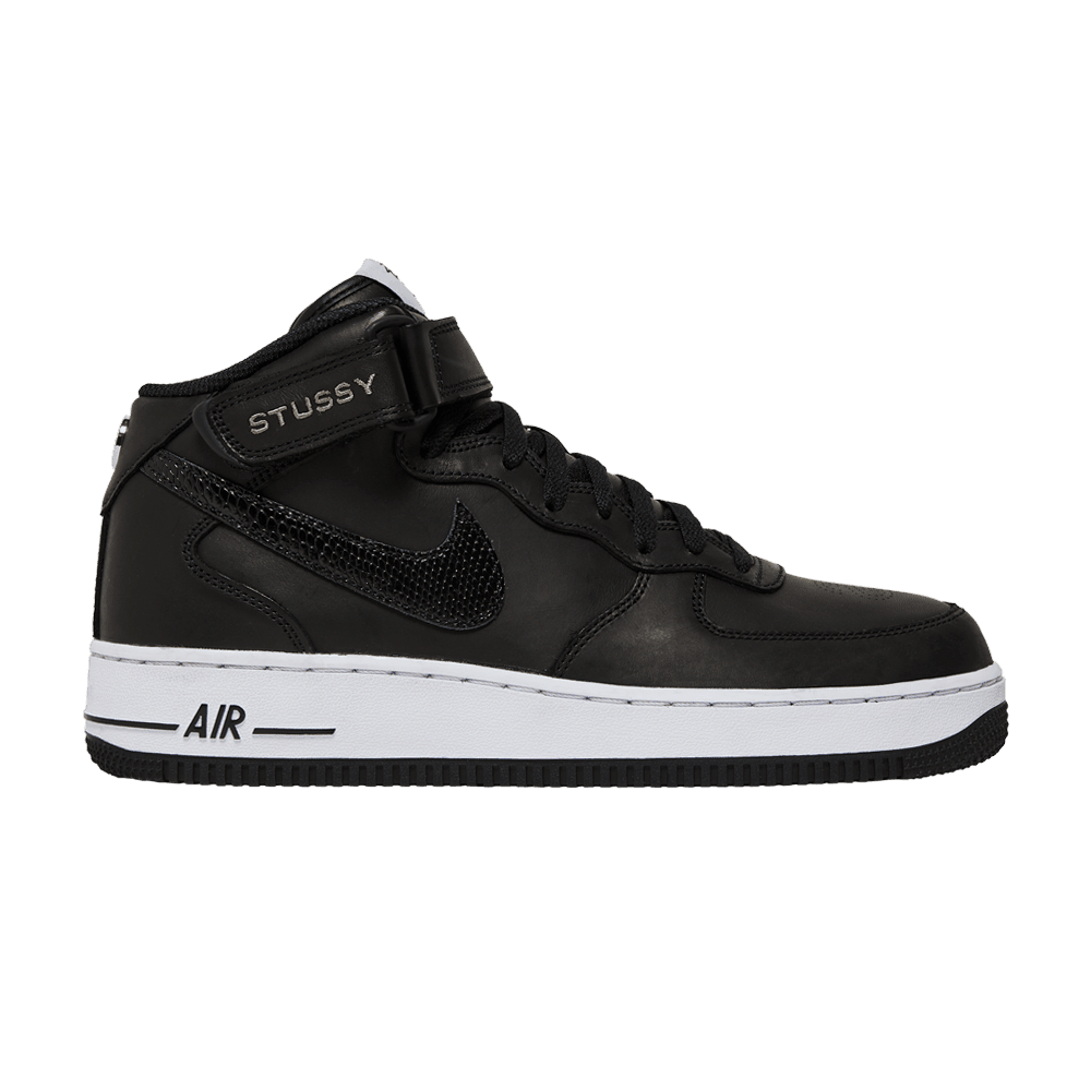 Stussy x Nike Air Force 1 Mid Black Snakeskin - Im Your Wardrobe
