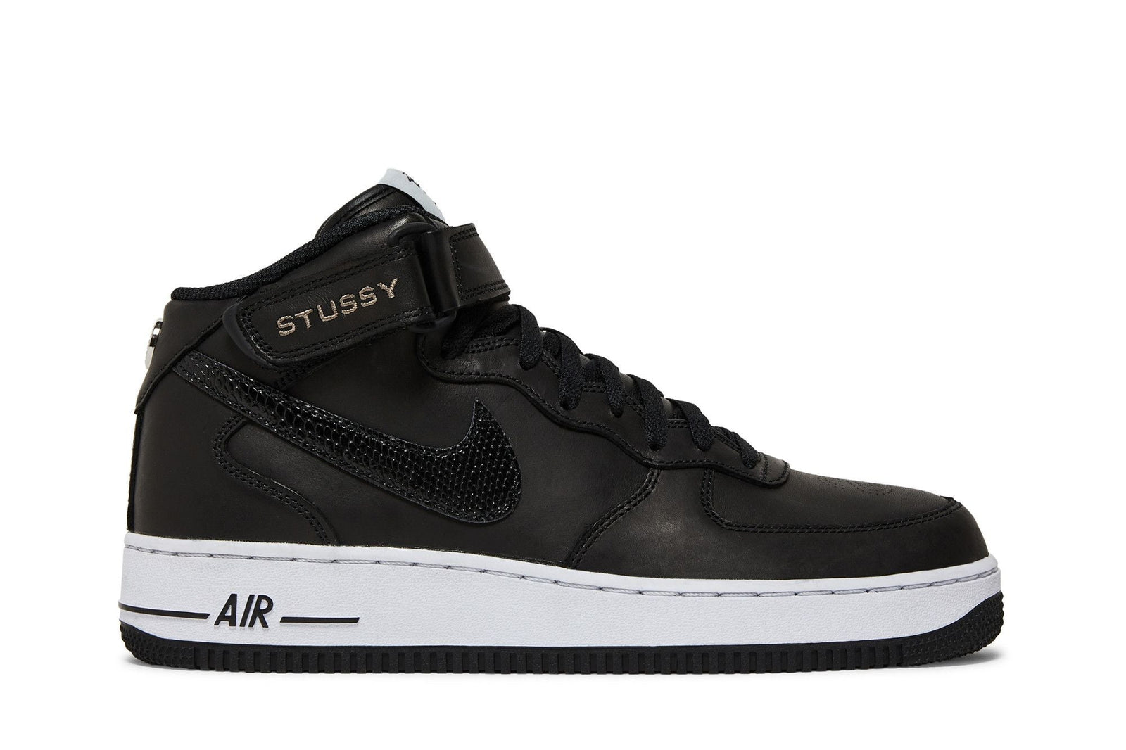 Stussy x Nike Air Force 1 Mid Black Snakeskin - Im Your Wardrobe