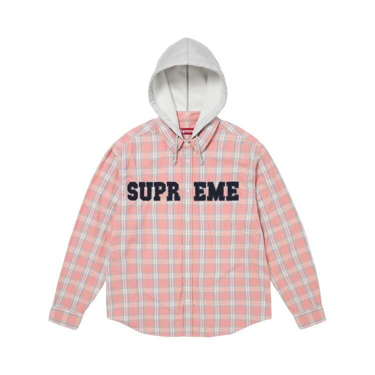 Supreme Appliqué Hooded Flannel Shirt Pink - Im Your Wardrobe