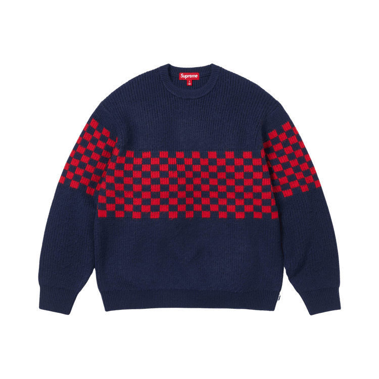 Supreme Checkerboard Pilled Sweater Navy - Im Your Wardrobe