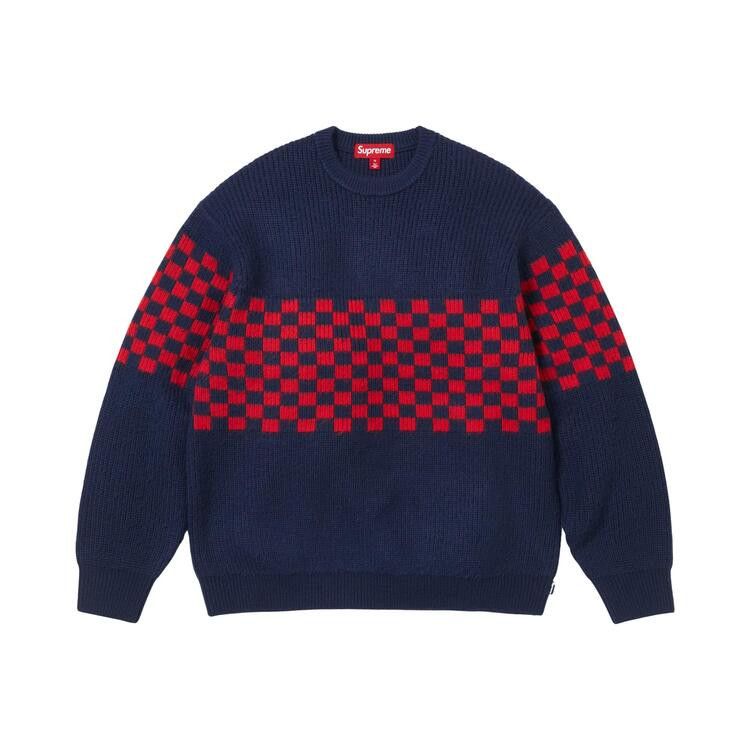 Supreme Checkerboard Pilled Sweater Navy - Im Your Wardrobe