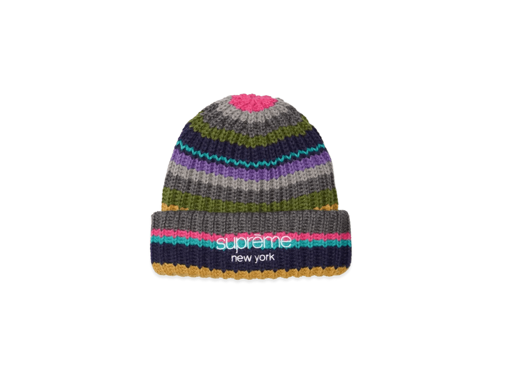Supreme Classic Logo Chunky Ribbed Beanie Multi - Im Your Wardrobe