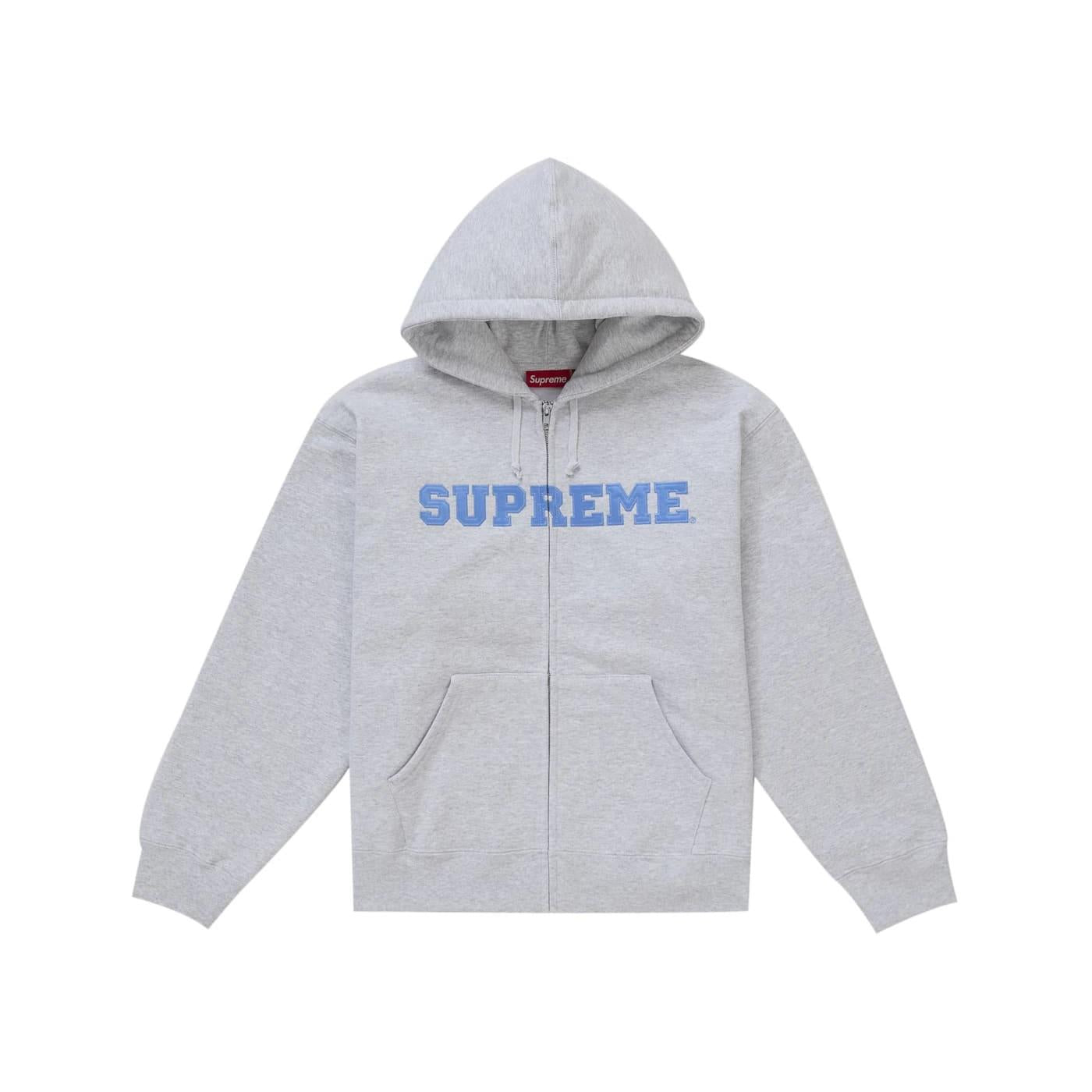Supreme Collegiate Applique Zip Up Hooded Sweatshirt Ash Grey (FW25) - Im Your Wardrobe