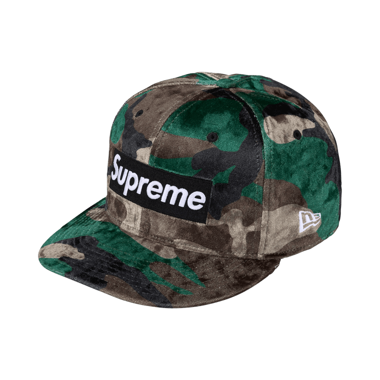 Supreme Crushed Velvet Box Logo New Era (FW26) Woodland Camo - Im Your Wardrobe
