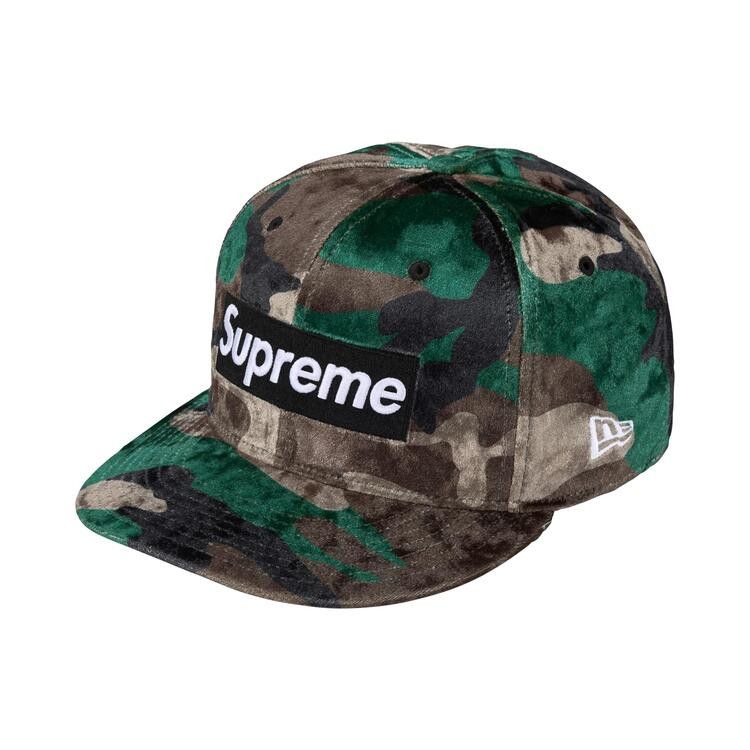 Supreme Crushed Velvet Box Logo New Era (FW26) Woodland Camo - Im Your Wardrobe