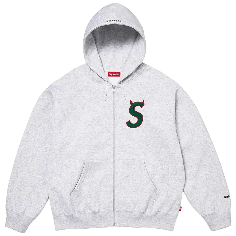 Supreme Devil S Logo Zip Up Hooded Sweatshirt Ash Grey - Im Your Wardrobe