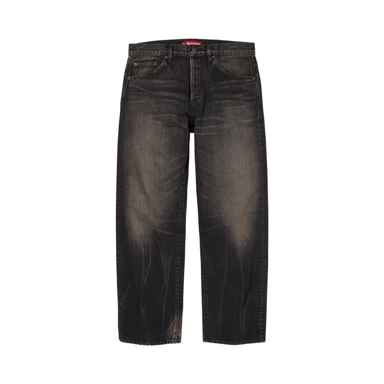 Supreme Distressed Loose Fit Selvedge Jean Washed Black - Im Your Wardrobe