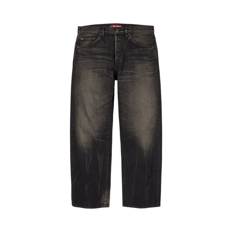 Supreme Distressed Loose Fit Selvedge Jean Washed Black - Im Your Wardrobe