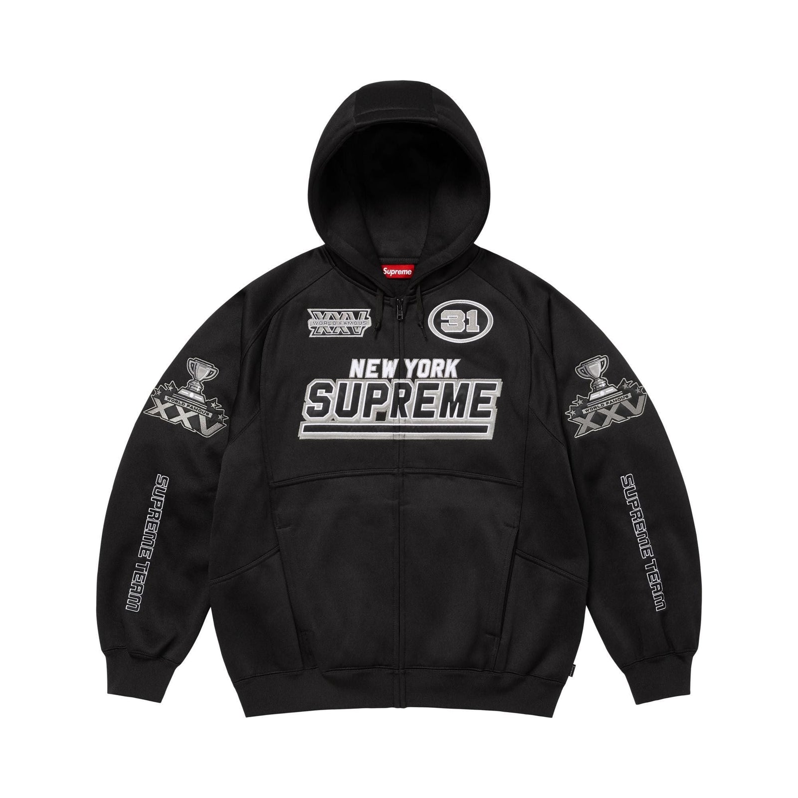 Supreme Football Zip Up Hooded Sweatshirt (FW25) Black - Im Your Wardrobe