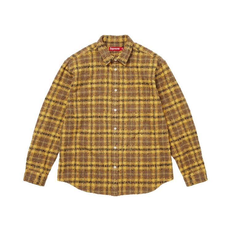 Supreme Frayed Textured Plaid Shirt Gold - Im Your Wardrobe