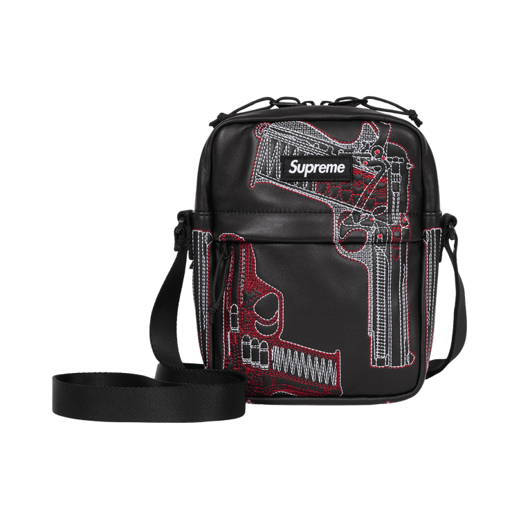 Supreme Guns Embroidered Leather Shoulder Bag Black - Im Your Wardrobe