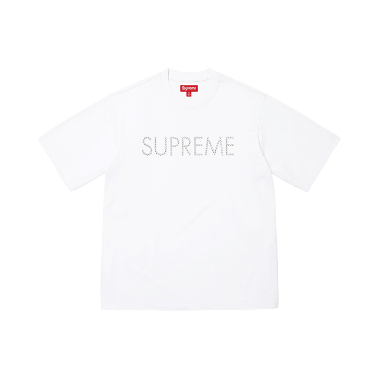 Supreme Hearts Studded Short-Sleeve Top White - Im Your Wardrobe