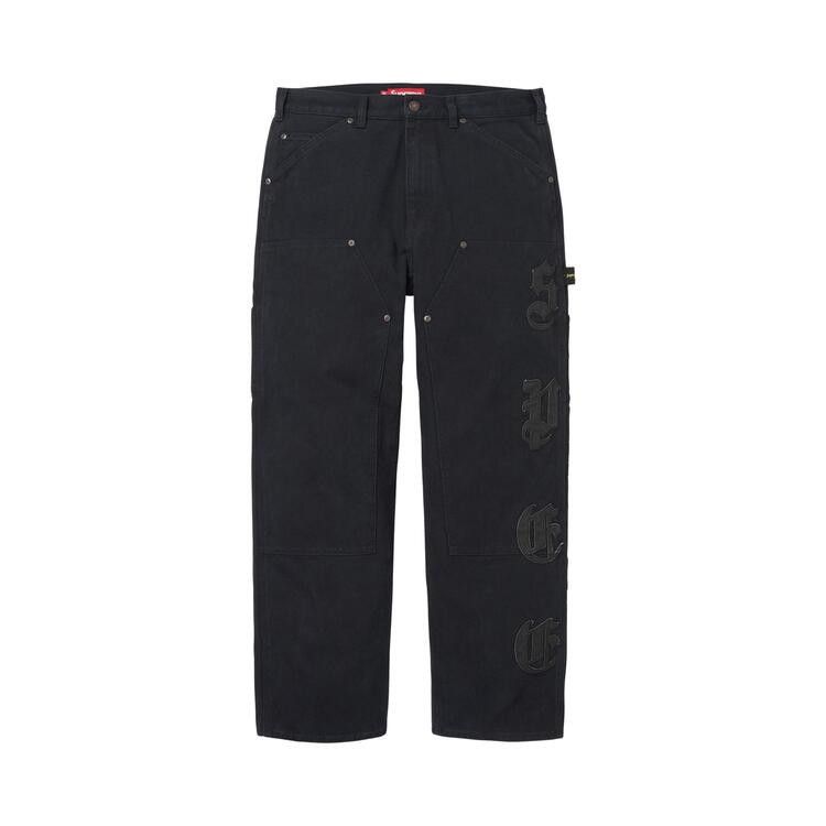 Supreme Leather Appliqué Double Knee Painter Pant Black - Im Your Wardrobe