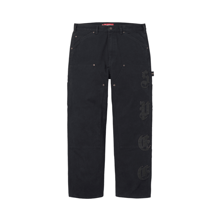 Supreme Leather Appliqué Double Knee Painter Pant Black - Im Your Wardrobe