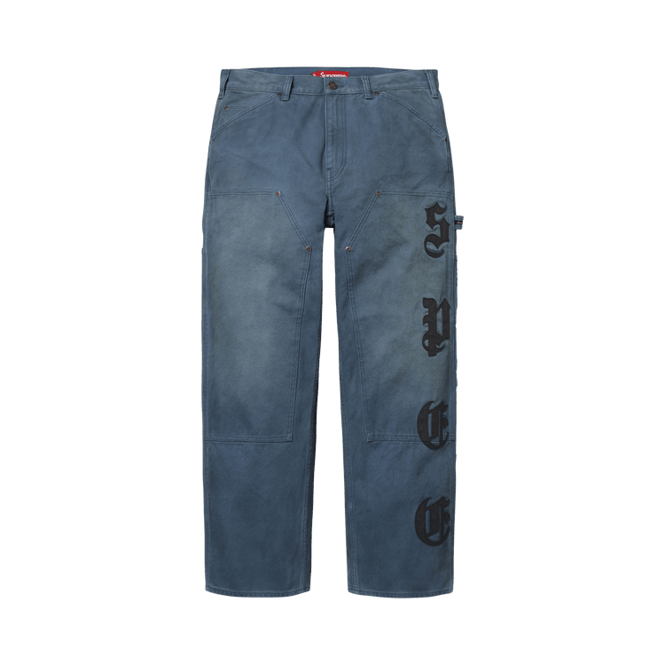 Supreme Leather Appliqué Double Knee Painter Pant Navy - Im Your Wardrobe