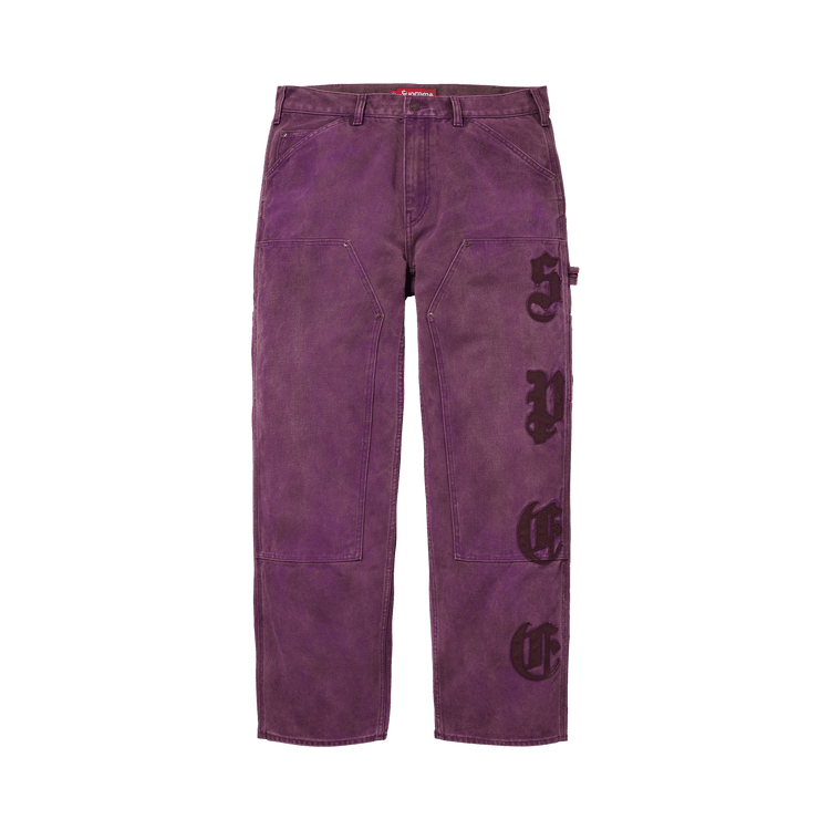 Supreme Leather Appliqué Double Knee Painter Pant Purple - Im Your Wardrobe